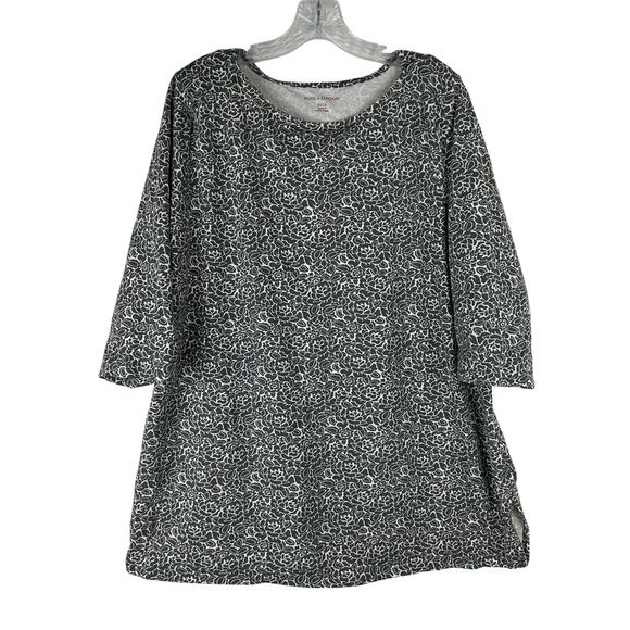 Jessica London Womens Short Sleeve Shirt Size 22/24 Gray White Floral - Picture 1 of 7